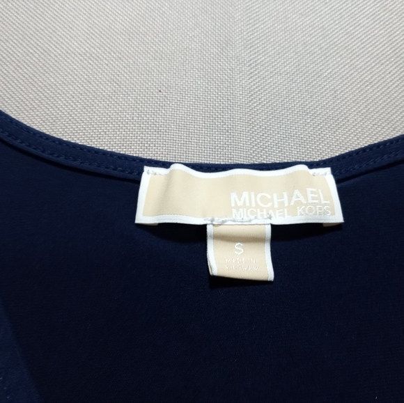 MICHAEL Michael Kors Blue Flowy Long Sleeved V Neck Top Blouse 🌿 Size Small - Picture 3 of 14